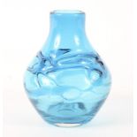 A Whitefriars 'Random Strap' blue glass vase, designed by Geoffrey Baxter, 1972-4,