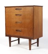 A 1970's teak chest of four drawers,