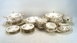 A Paragon Victoriana Rose part dinner service, including three lidded tureens,