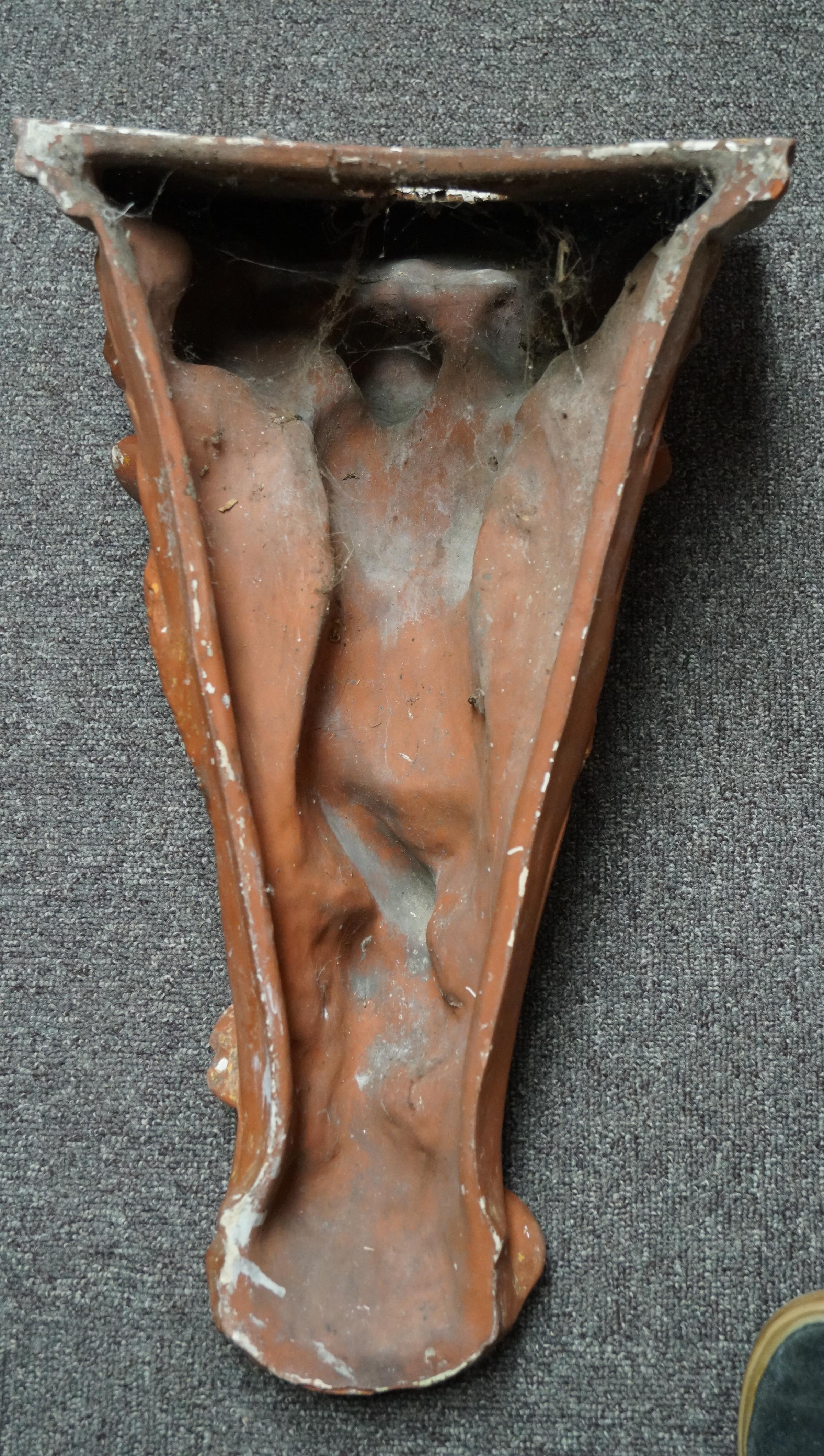 A late 19th/early 20th century terracotta wall bracket, in the form of a mermaid, - Image 3 of 3
