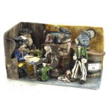 An Alan Young (West Country, Devon) studio pottery large model of pirates in a pub,