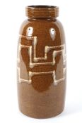 A large West German brown glazed pottery vase, model number 553-38,