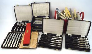 A collection of silver plated flatware, some in boxes,