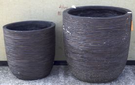 Two contemporary Capi flower pots, of ribbed form, H33.