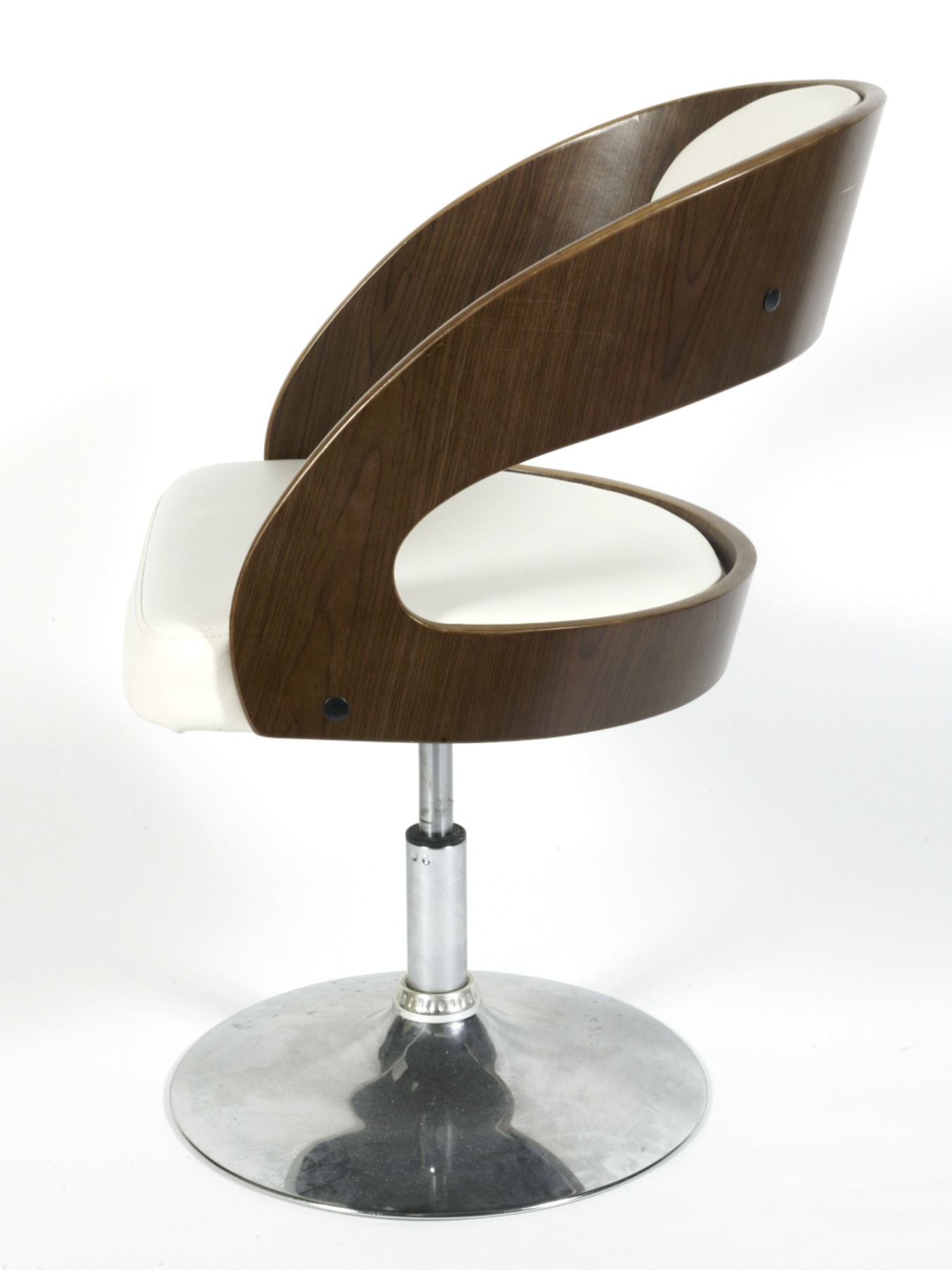 A Retro style teak and faux leather swivel tub chair, - Image 2 of 2