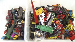 A large collection of vintage die cast model vehicles, to include examples by Corgi and Matchbox,