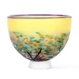 A Hye-on-Wye Art Glass bowl, in 'Summer Riot' with yellow, green and pink colourway,