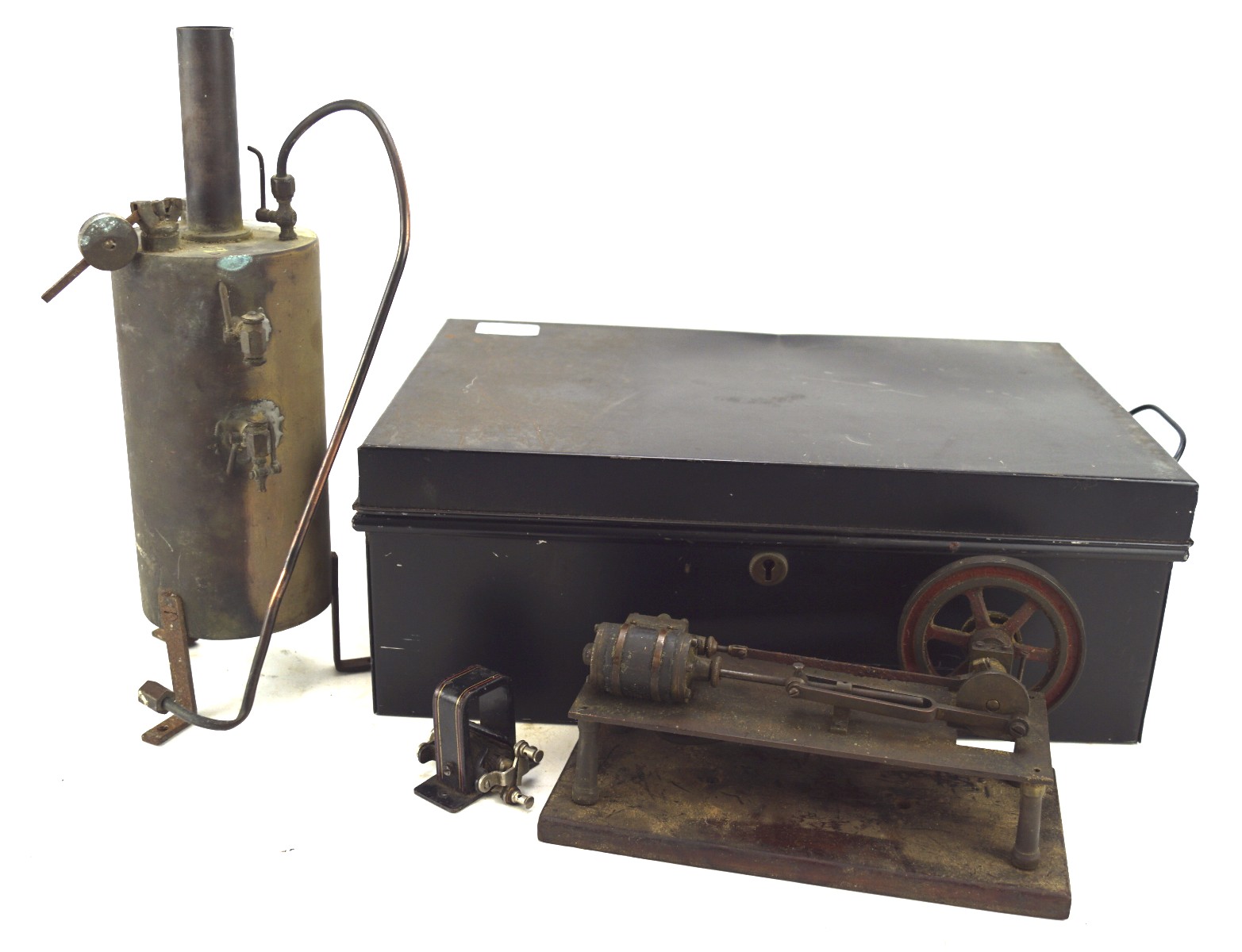 A self built steam engine within a black metal box