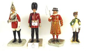 Four ceramic figures of soldiers and guards, comprising three Royal Doulton, Iconic London series,