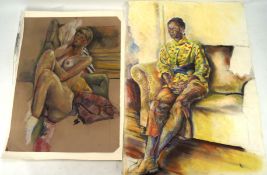 Adrian Spaak (1943-2019), two pastels, one a portrait of a seated lady, the other a nude,