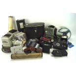A collection of electrical equipment, including a microphone,