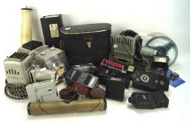 A collection of electrical equipment, including a microphone,