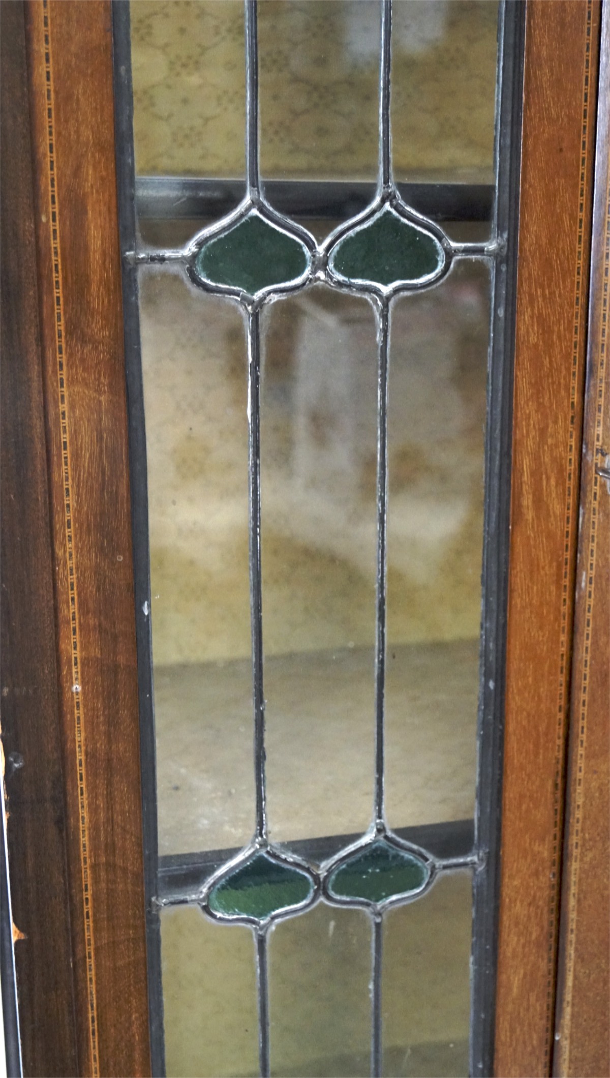 An Edwardian inlaid mahogany display cabinet, containing two shelves, - Image 2 of 2