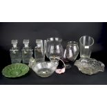 A collection of glassware, including vases, bowls, spirit decanters and dishes, by Doulton,