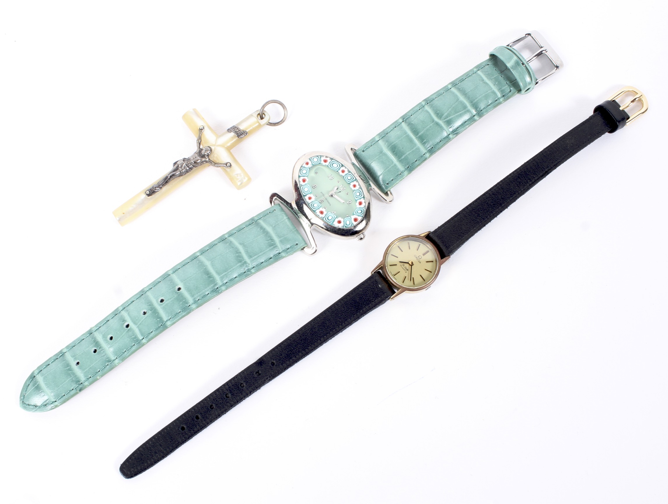 Two ladies wristwatches and a late 19th/early 20th century cross,