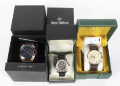 Three assorted boxed wristwatches, comprising a Cerruti,