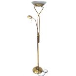 A contemporary electric hall lamp, with one adjustable light, the other with a glass shade,