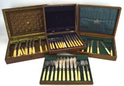 Three canteens of cutlery, one an engraved Mappin & Webb example in oak case,