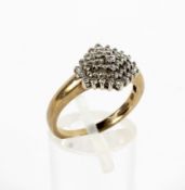 A 9ct gold diamond crusted dress ring, all set in a diamond shaped setting, size M, weight 3.