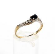 A 9ct gold sapphire and diamond dress ring,