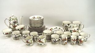 A Crown Staffordshire Hunting Scene pattern bone china part tea and coffee-service,