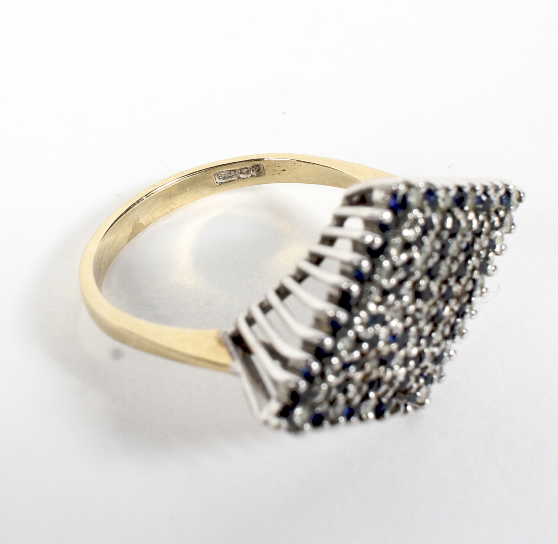 A 9ct gold sapphire and diamond cluster dress ring, - Image 2 of 2