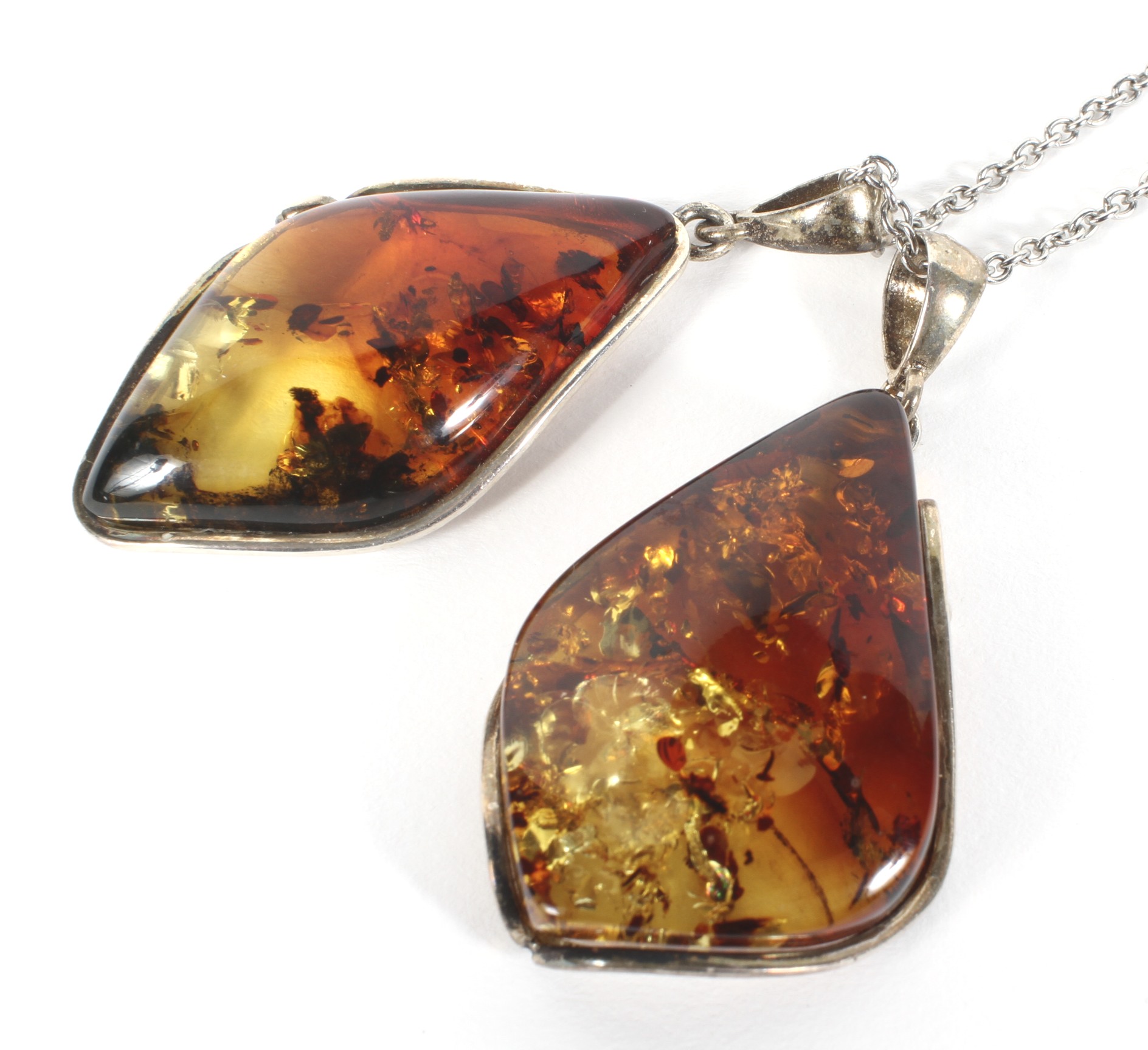 Two silver and amber pendants, total weight 23. - Image 2 of 2