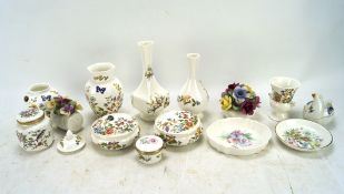 An assortment of Aynsley bone china, including vases, trinket boxes,