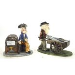 Two Alan Young (West Country, Devon) figures of a fisherman and a pirate with a cider barrel, L18.