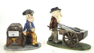 Two Alan Young (West Country, Devon) figures of a fisherman and a pirate with a cider barrel, L18.