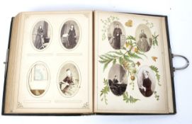 A Victorian leather bound and initialled photo album,