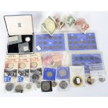 A collection of assorted coins, to include a silver proof £1 coin,