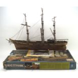 A scratchbuilt wooden boat depicting the Cutty Sark, by Constructo, with original box,