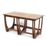 A G-Plan teak nest of three tables comprising a coffee table and two side tables,