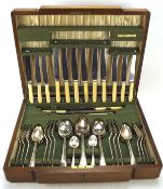 An early 20th century Joseph Rodgers canteen of silver plated cutlery, with six place settings,