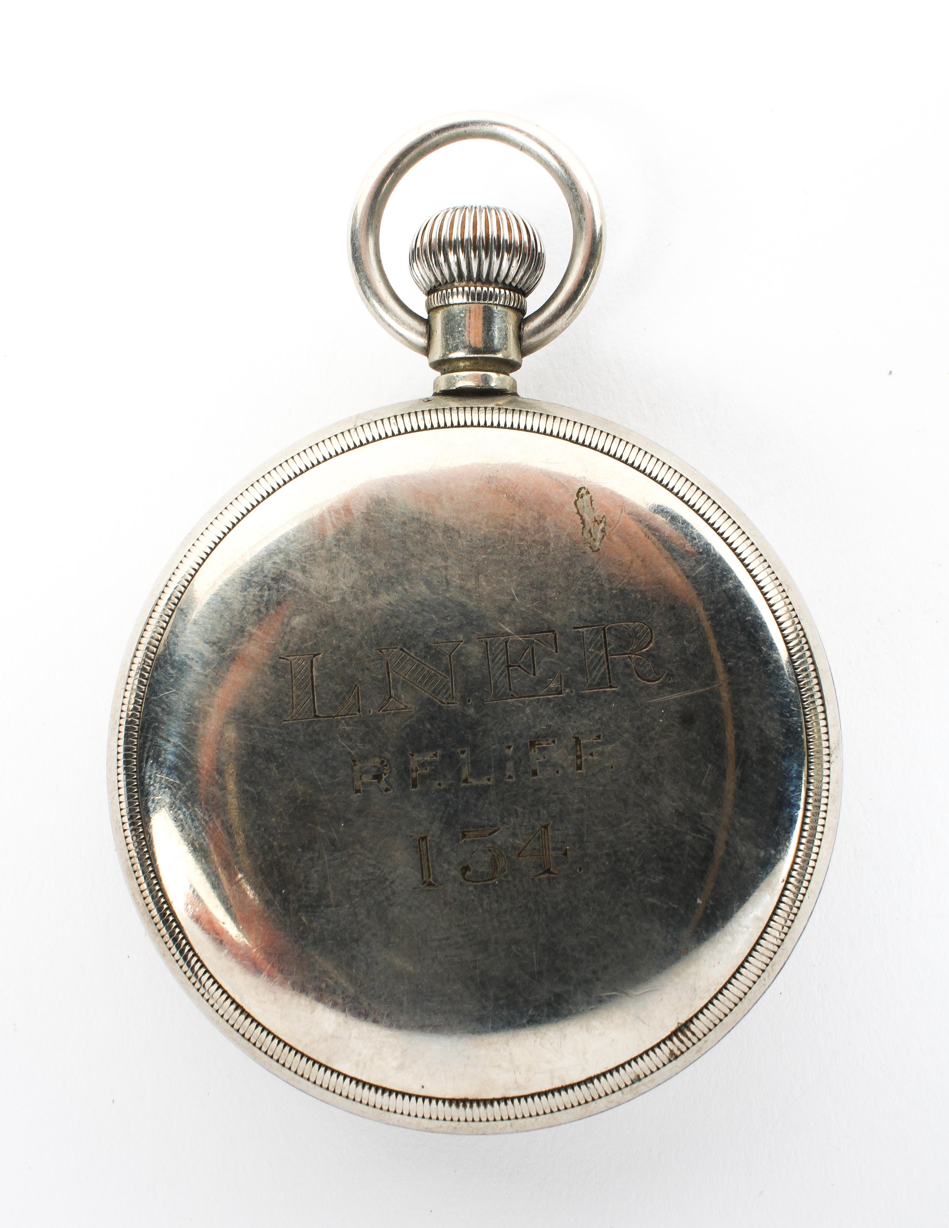 A LNER Railway pocket watch of early post grouping design. Enamel face signed Limit No2 Swiss Made. - Image 5 of 5