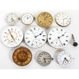 Ten pocket watch movements, of assorted sizes and designs,