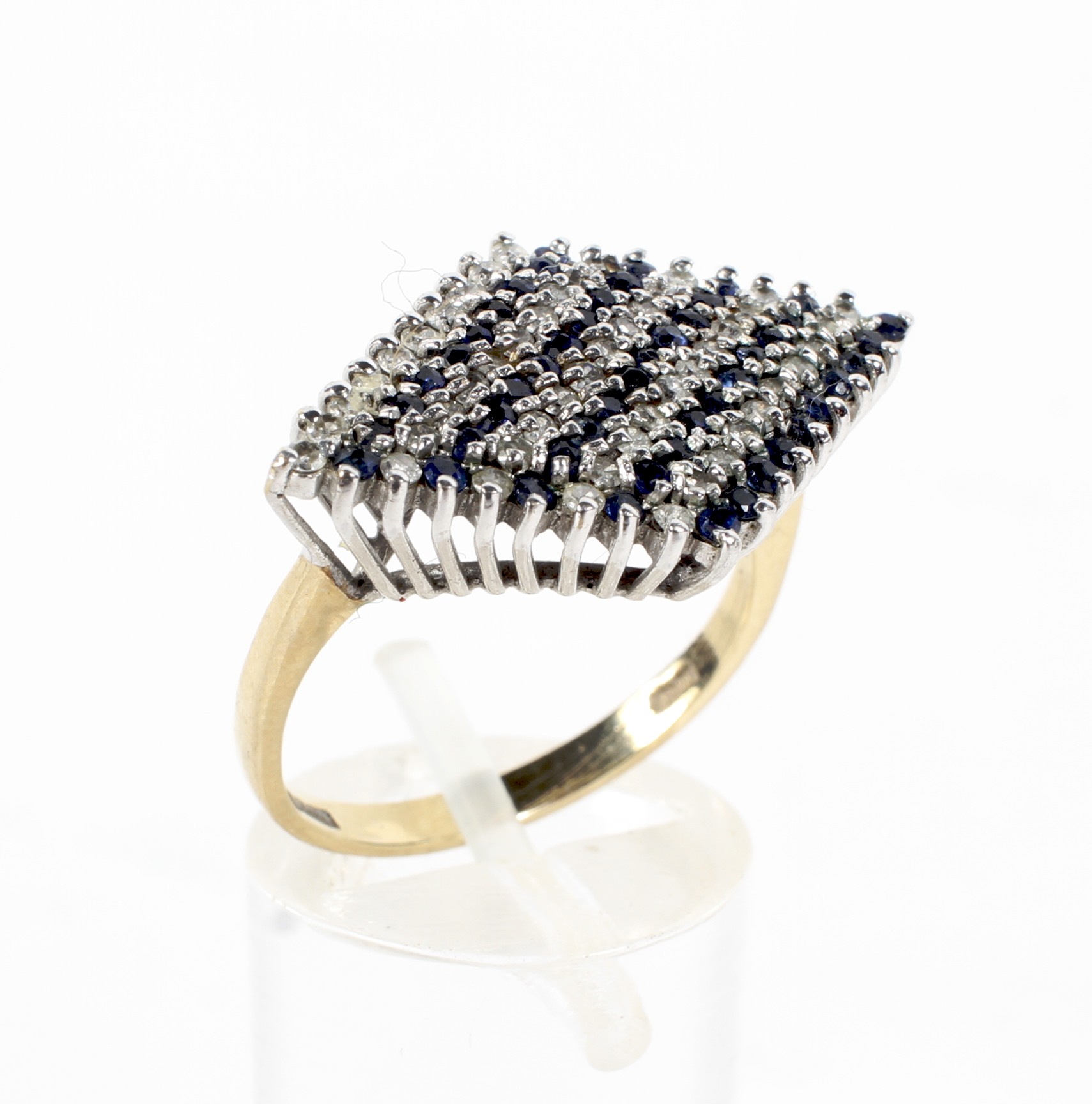 A 9ct gold sapphire and diamond cluster dress ring,