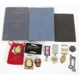 A collection of Masonic jewels and related wares, to include books, badges,