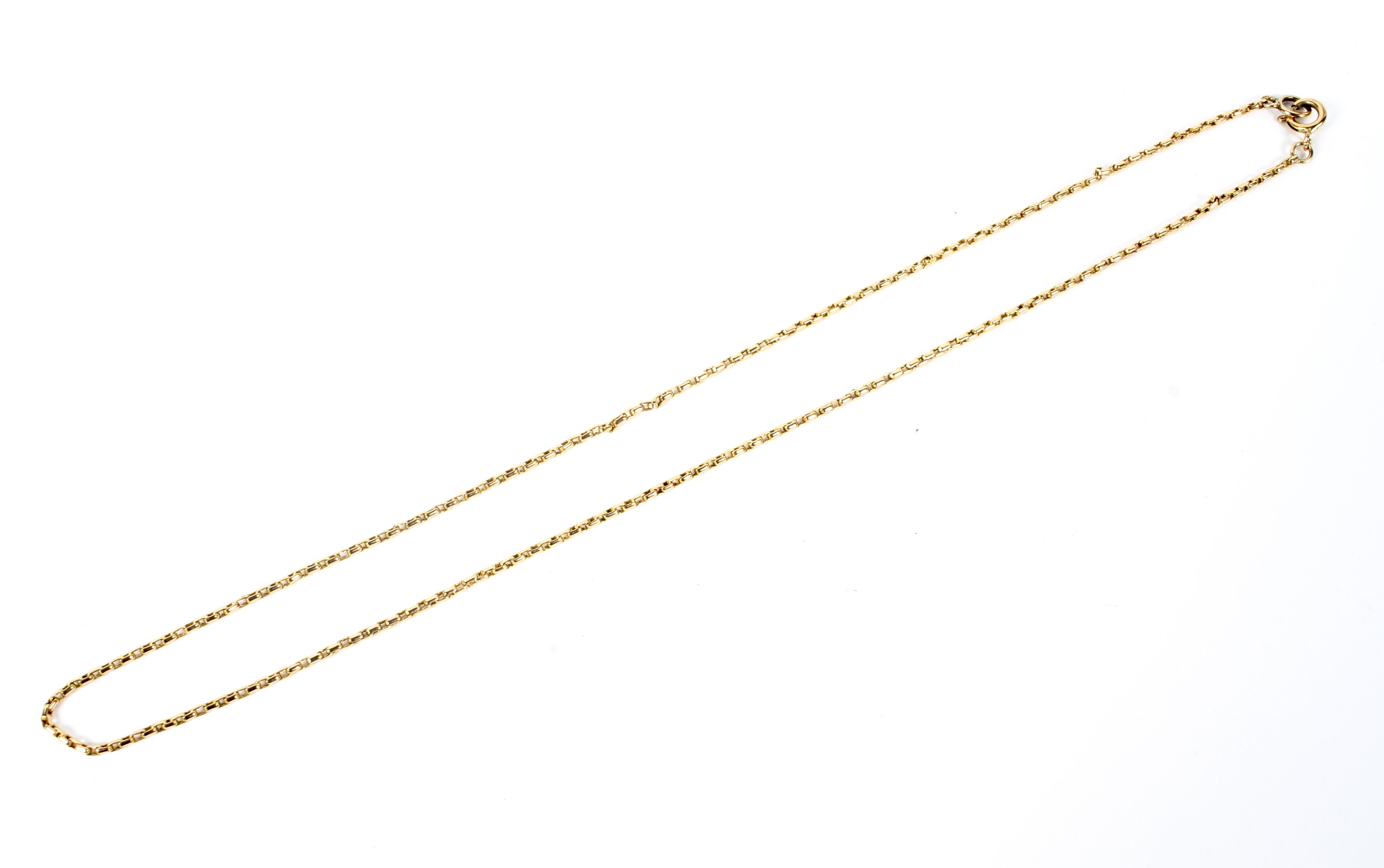 A yellow metal chain, marked '9ct', L50cm, 6.