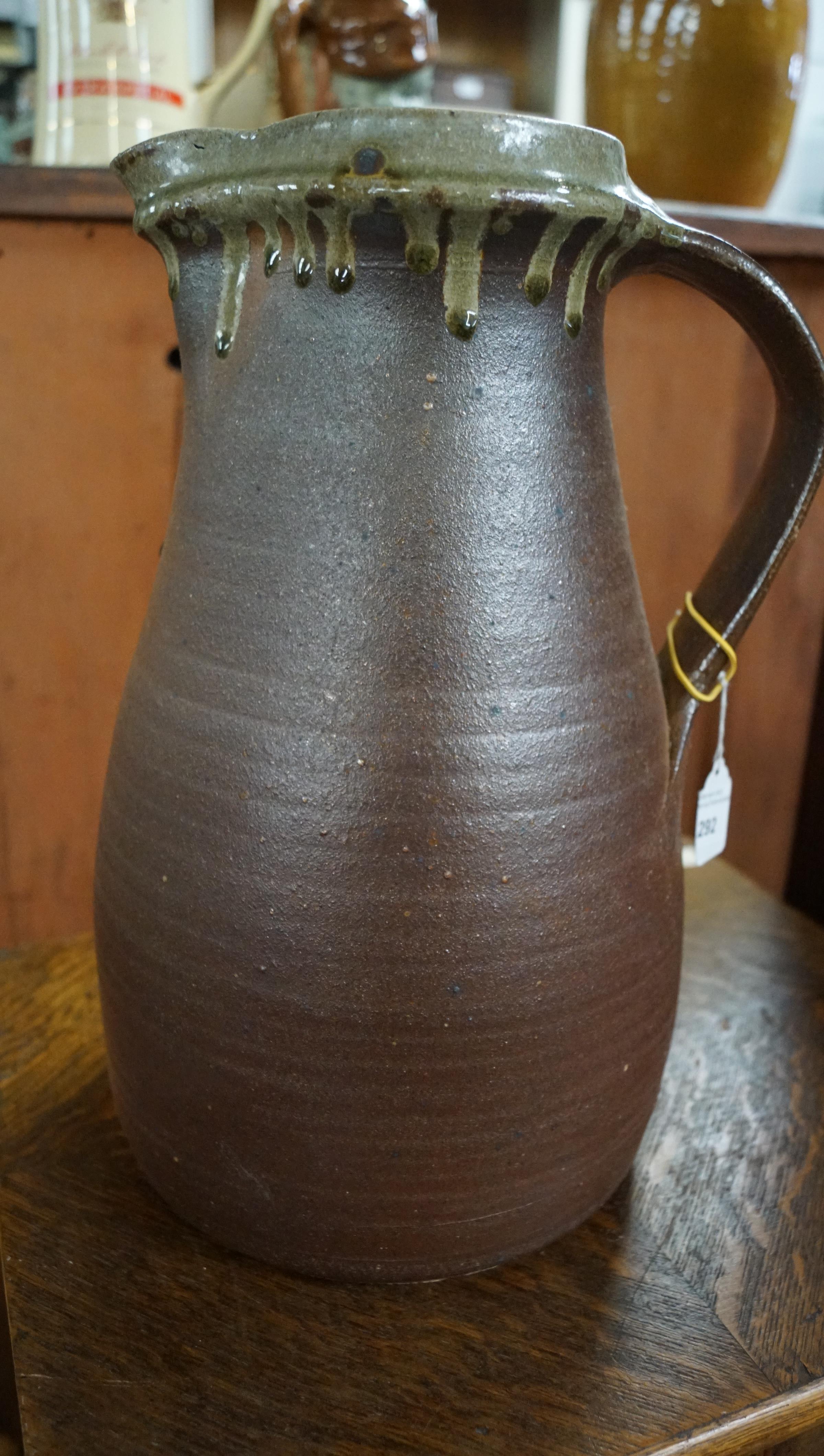 A large Studio Pottery pitcher, impressed B mark to base, - Image 7 of 11