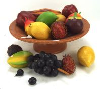 A selection of wooden fruit,