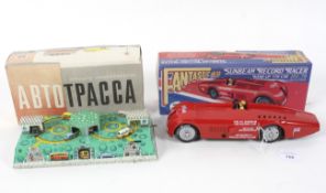 Two contempory model cars: Fantastic & Co Sunbeam Record Racer wind up tin car,