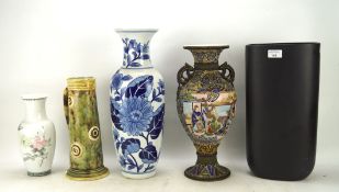 Five ceramic vases, of various forms and sizes, including two Oriental examples,