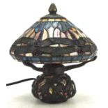 A Tiffany style table lamp cast with dragonflies by the Kind light Manufactory Ltd, electrified,