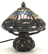 A Tiffany style table lamp cast with dragonflies by the Kind light Manufactory Ltd, electrified,