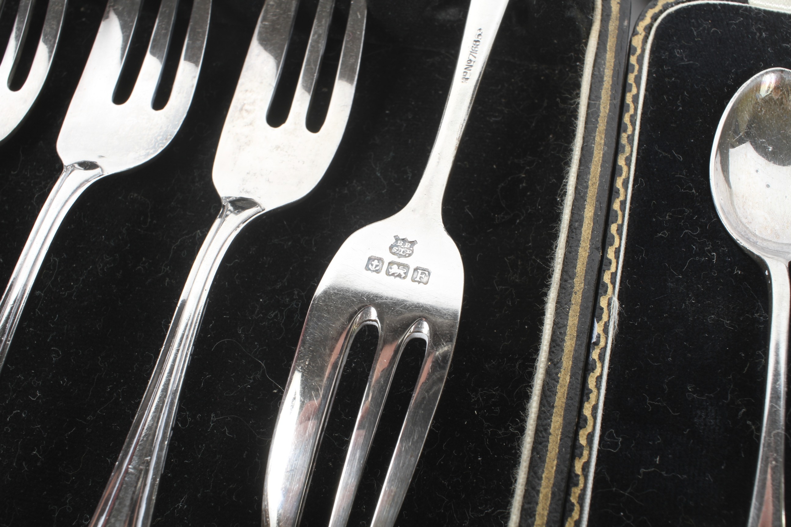 A set of six silver cake forks and a set of six silver spoons, - Image 2 of 2