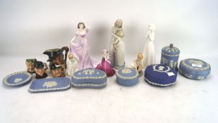 A collection of assorted ceramics, including Wedgwood jasperware,