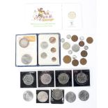 An assortment of mixed coinage, including: 1977 Silver Jubilee Crown, 1981 Royal Wedding Crown,