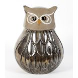 A contemporary pottery sculpture of an owl, in brown glaze, unmarked,